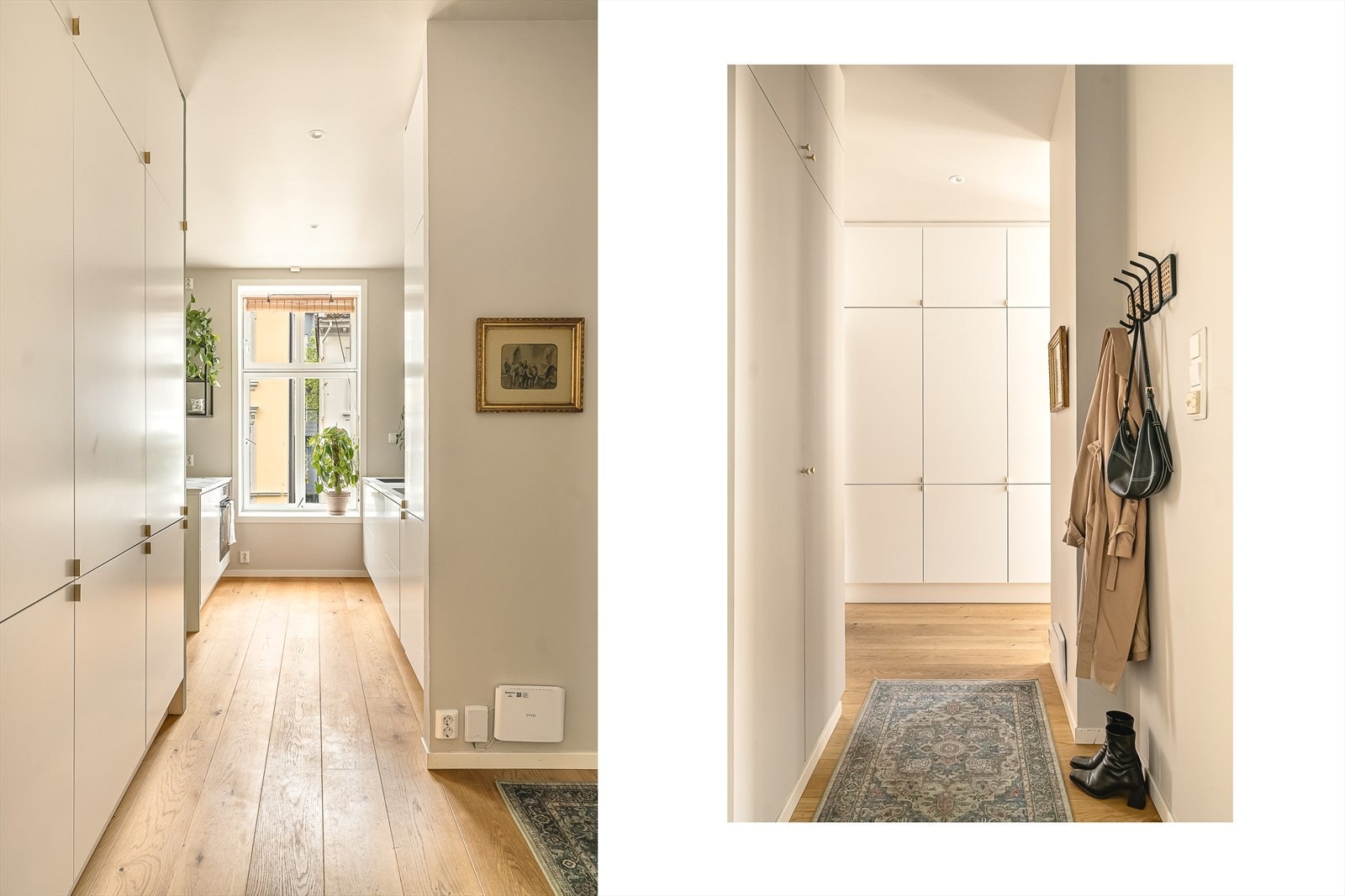 - Leiligheten tilbyr rikelig med lagringsplass med skap fra gulv til tak, perfekt for å holde orden i hjemmet - Galleribilde