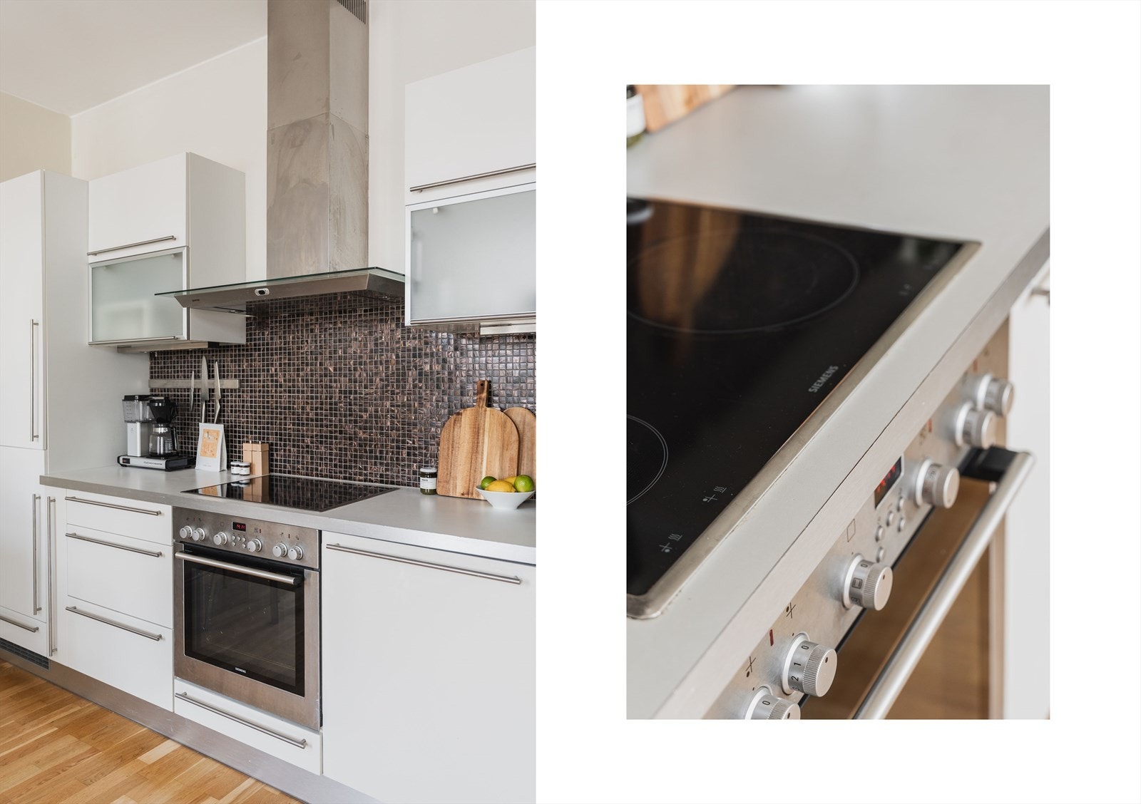 Integrert oppvaskmaskin, stekeovn og kombinert kjøl/frys. Avtrekk via sentralt avtrekksanlegg i bygget. Galleribilde