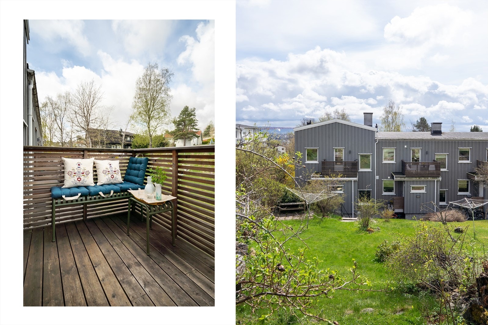 Terrassen ble bygget i 2017 i forbindelse med tilbygget og er utført i impregnerte trematerialer. Galleribilde