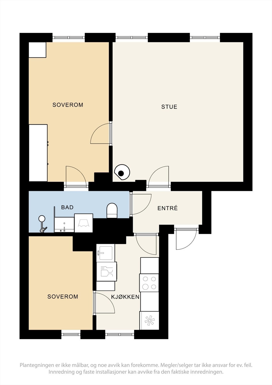 Leiligheten ligger i byggets 2. etasje og har en gjennomgående samt romslig planløsning. Galleribilde