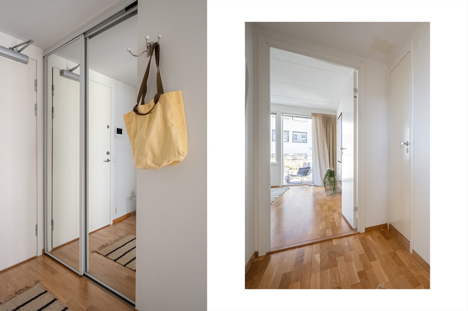 Yttertøy og sko har plass i skyvedørsgarderoben. Galleribilde