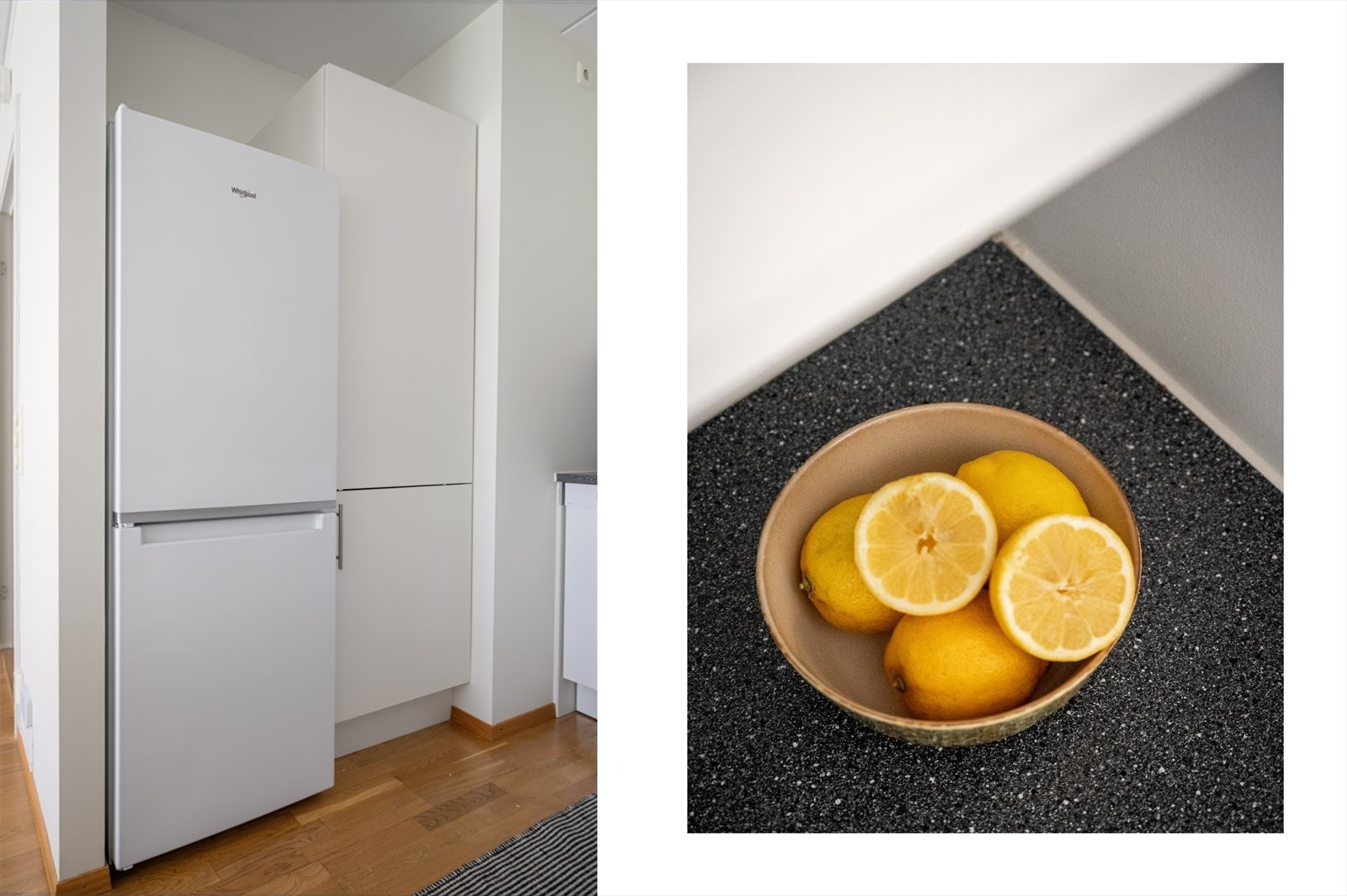 Her har du frittstående hvitevarer i egne nisjer. Galleribilde