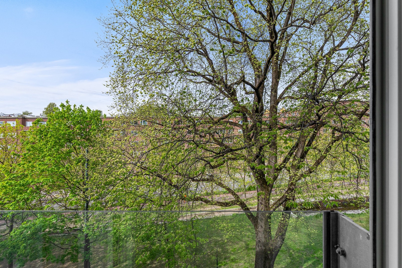 Leiligheten har utsyn mot det grønne og ingen innsyn. Galleribilde