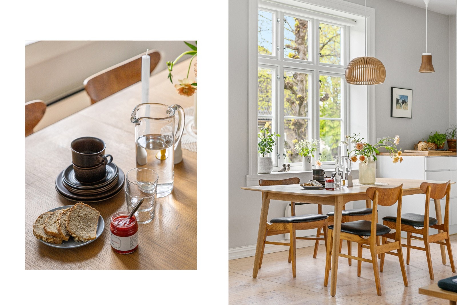 Ved kjøkkenet er det god plass til det store spisebordet som rommer hele familien. Fra rommet har du utsyn mot grønne omgivelser. Galleribilde