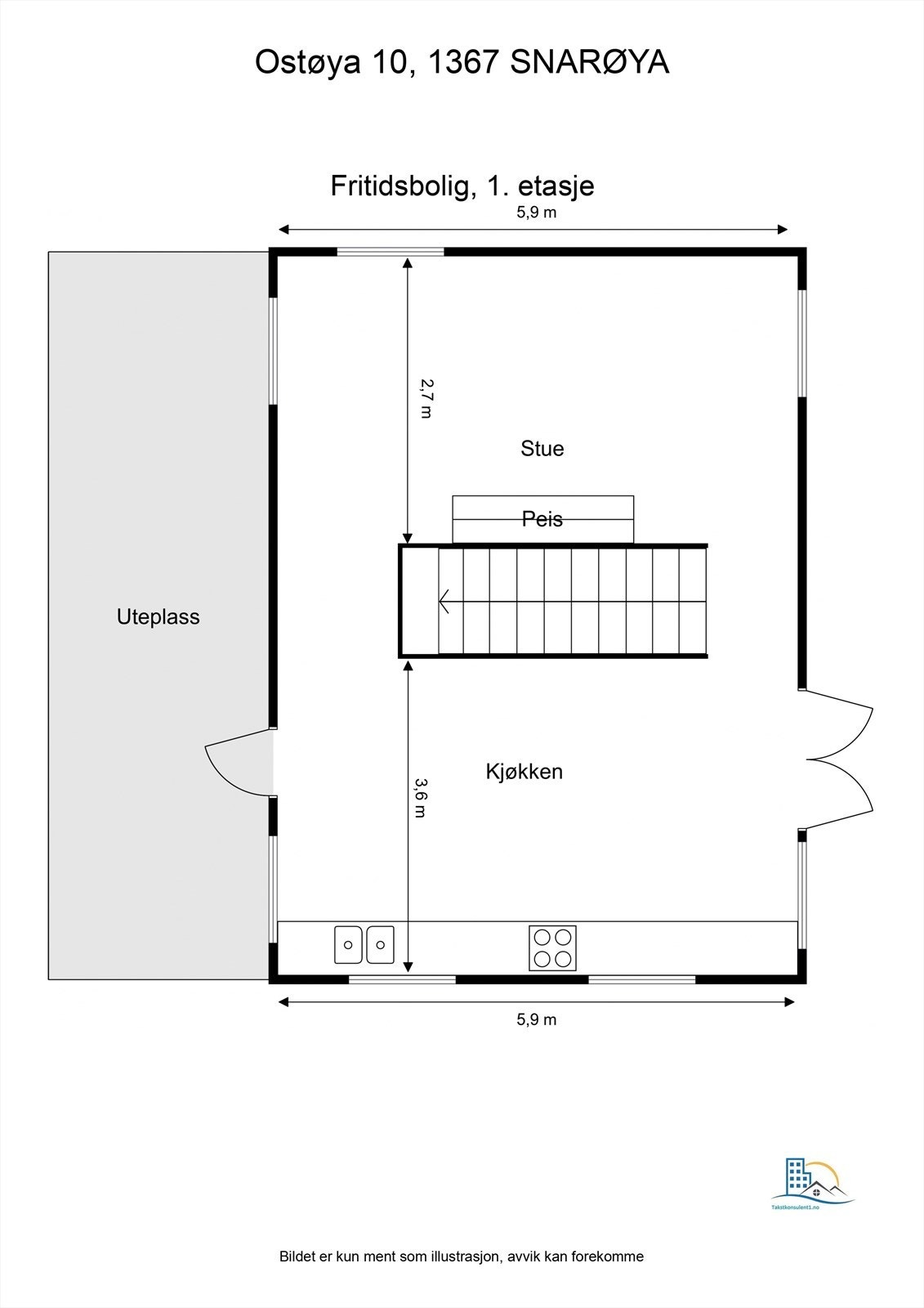 Plantegning - Fritidsbolig - 1. etasje Galleribilde