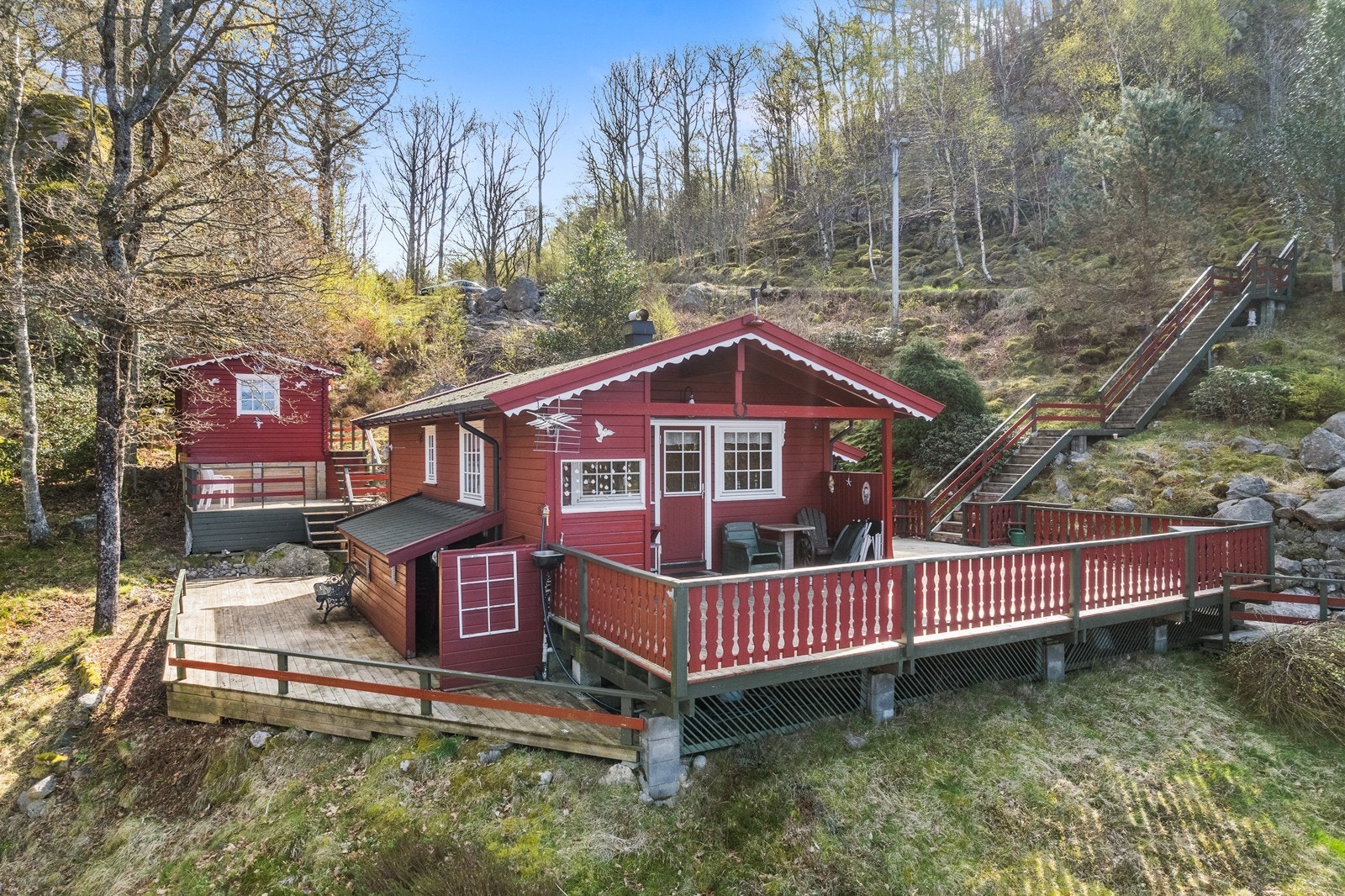 Fritidsboligen er bygget i 1999 og er etablert med romslige og solrike uteplasser. Galleribilde