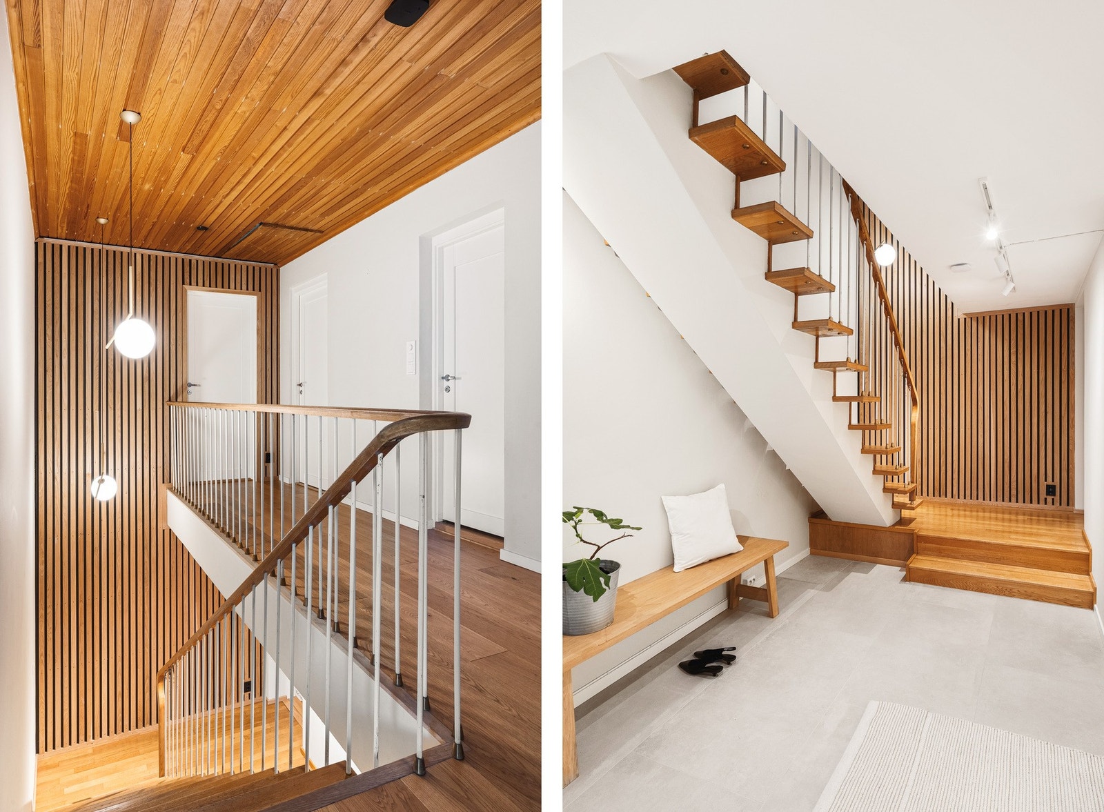 Den originale trappen og repotet er bevart, og det er satt inn heltre spilevegg med LED-belysning og lamper fra Flos i taket. Galleribilde
