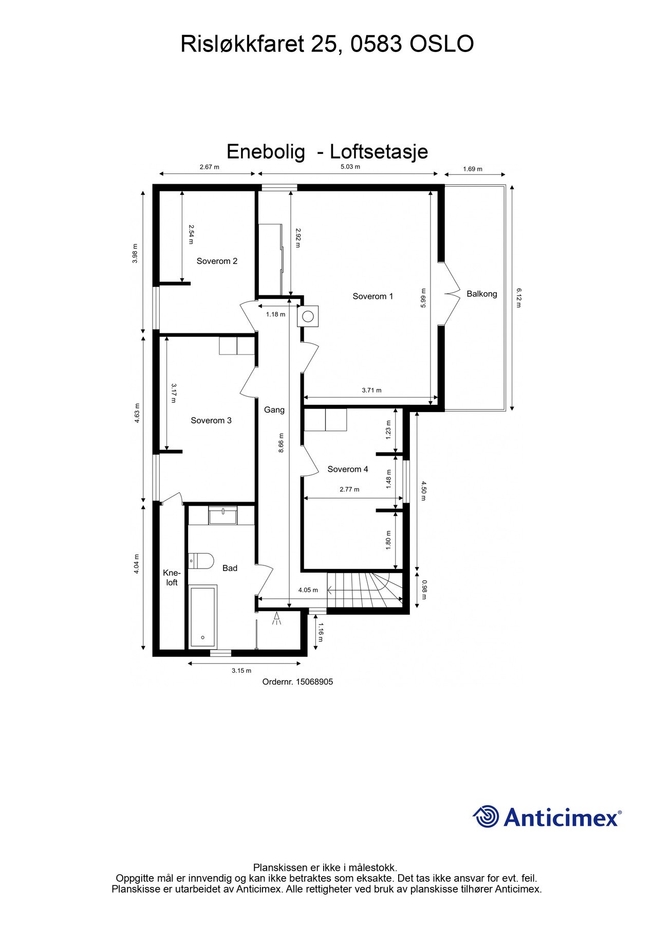 Plantegning loftsetasje. Galleribilde