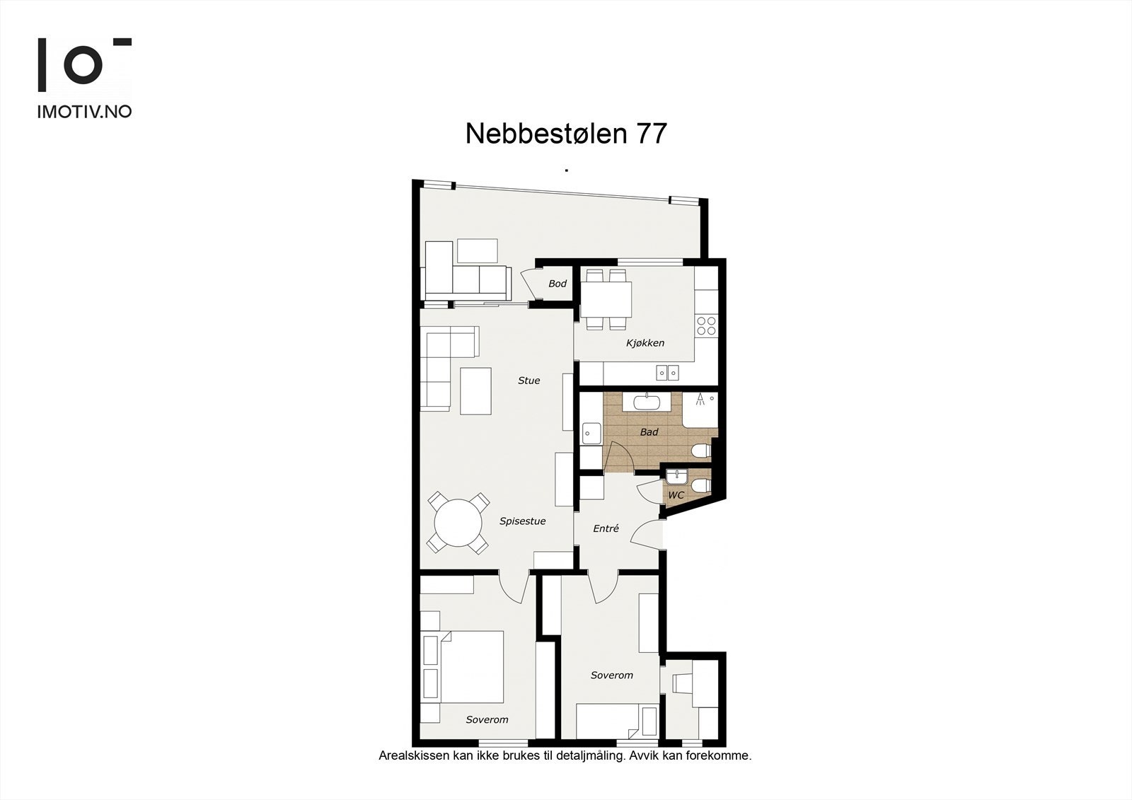 - Plantegning, i tillegg disponerer leiligheten en ekstern bod i kjelleren - Galleribilde