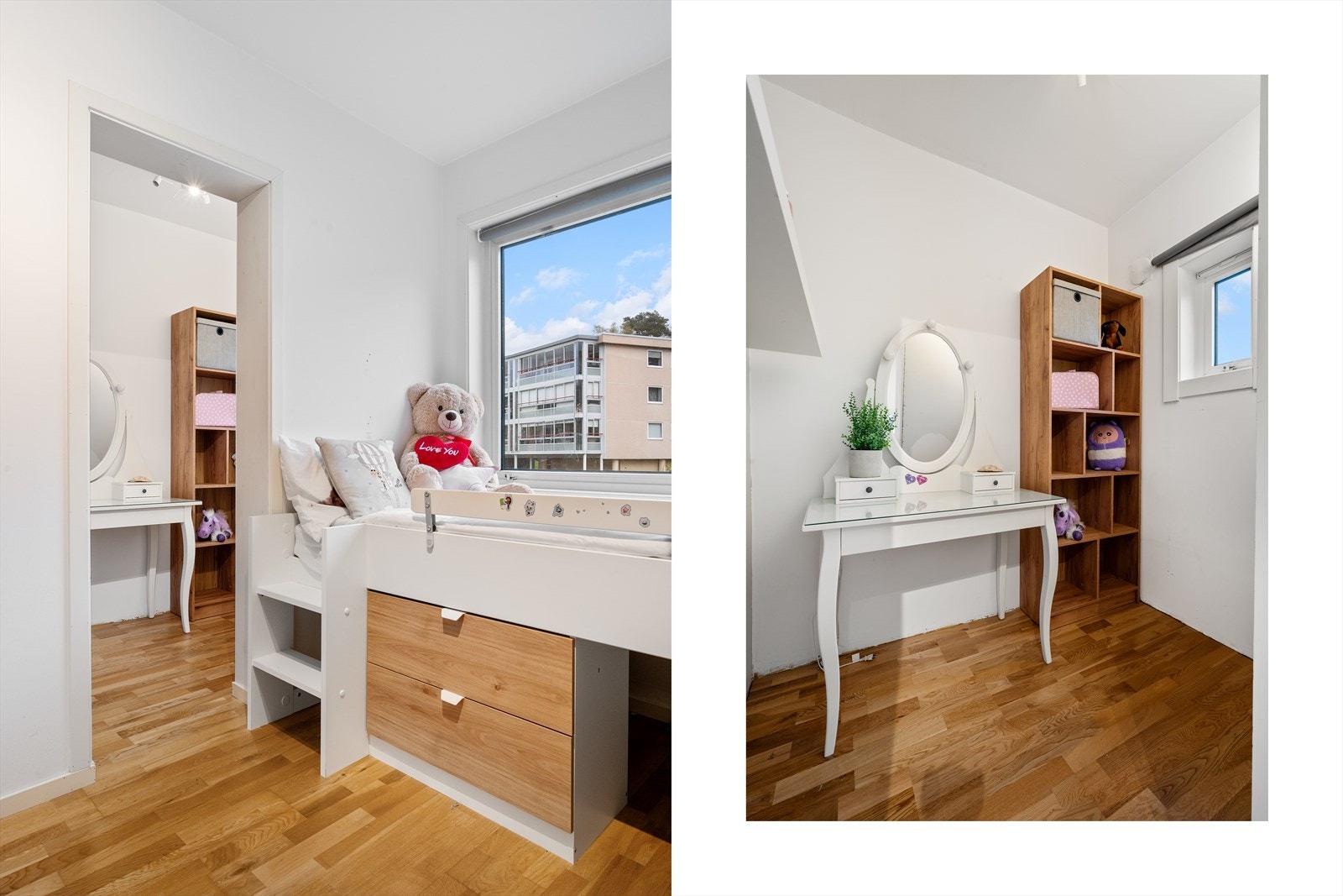 - Rett innenfor soverommet har du en garderobe som måler 2,7 m² - Galleribilde