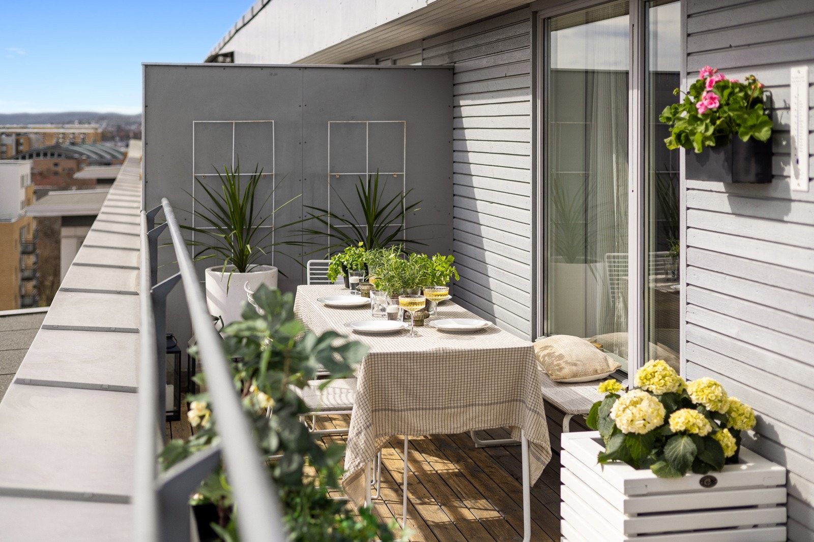 Det er meget gode vekstforhold for planter/bær/grønnsaker som følger av solforholdene, så her kan du skape din egen grønne oase. Galleribilde