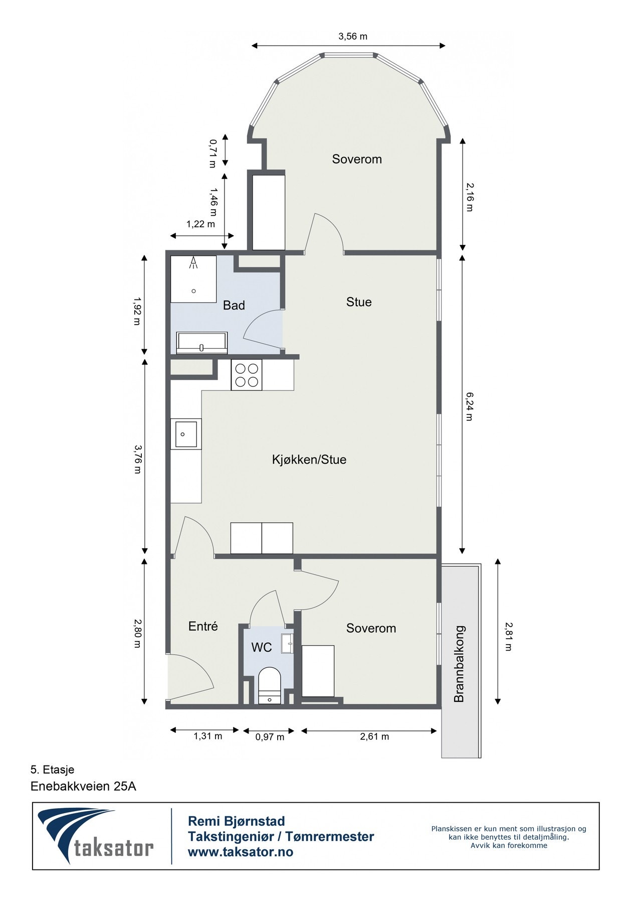 Plantegning - Toppleilighet beliggende i byggets 5.etg Galleribilde