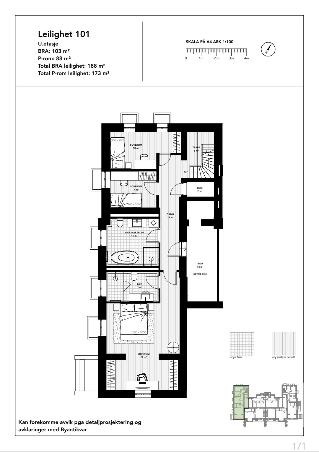 Planskisse u. etg. Galleribilde