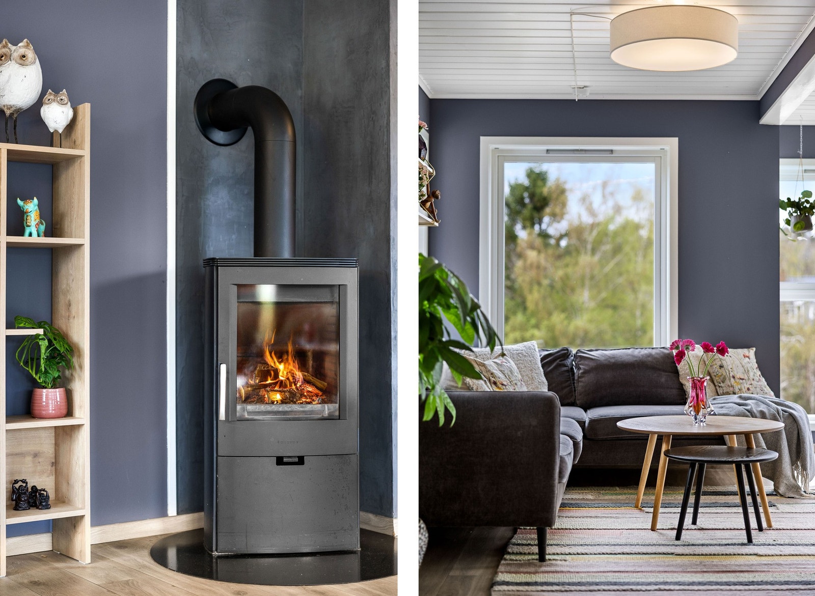 Moderne peisovn som gir lun varme for kalde dager. Galleribilde