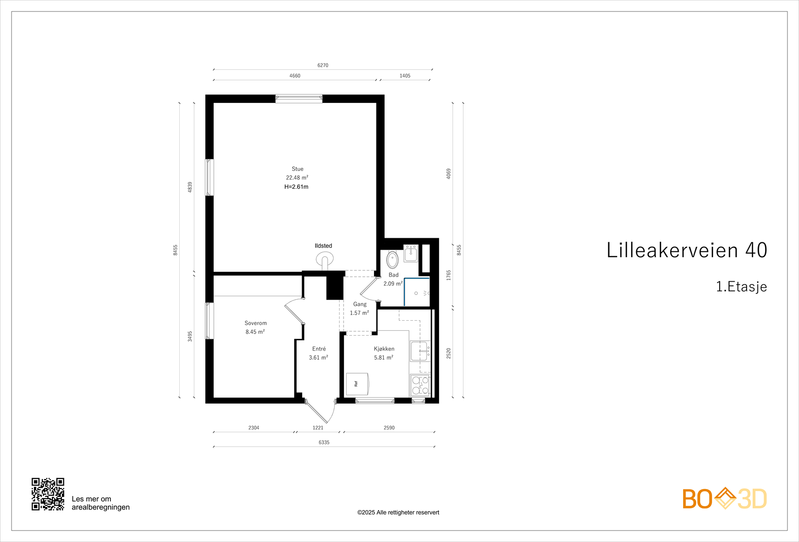 Leiligheten ligger høyt og fritt i byggets første etasje og har egen inngang Galleribilde