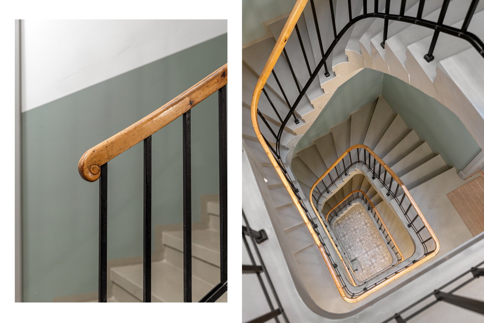 Nyoppussede fellesarealer med malte vegger, fliser og belysning. Galleribilde