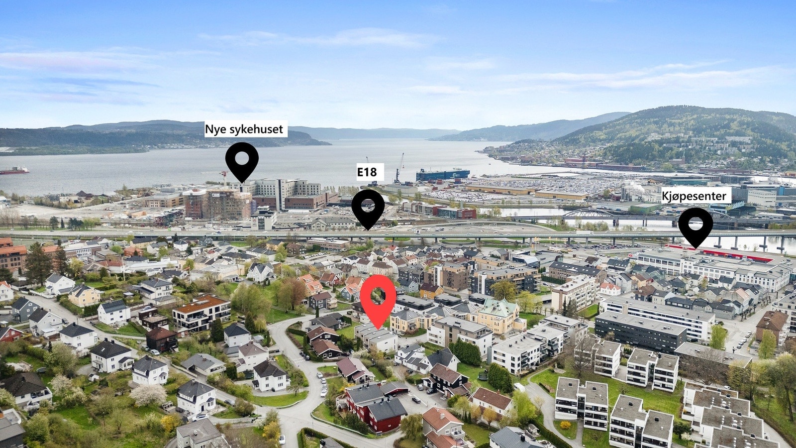 Det er kort vei til det nye sykehuset, Brakerøya togstasjon og E18 Galleribilde