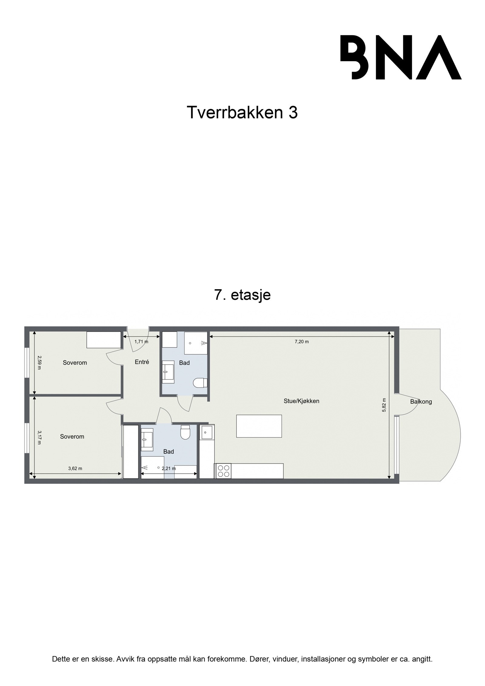 Plantegning. Leiligheten disponerer også en kjellerbod ca. 5 kvm Galleribilde