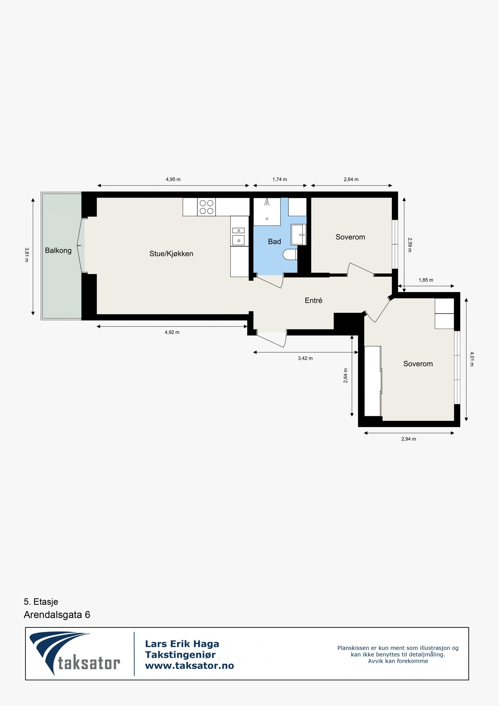 Alternativ plantegning med to soverom. Galleribilde