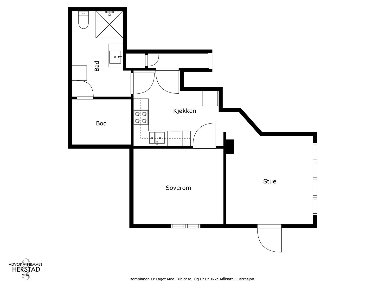 Planskisse leiliighet 1 underetasje - ikke målsatt illustrasjon Galleribilde