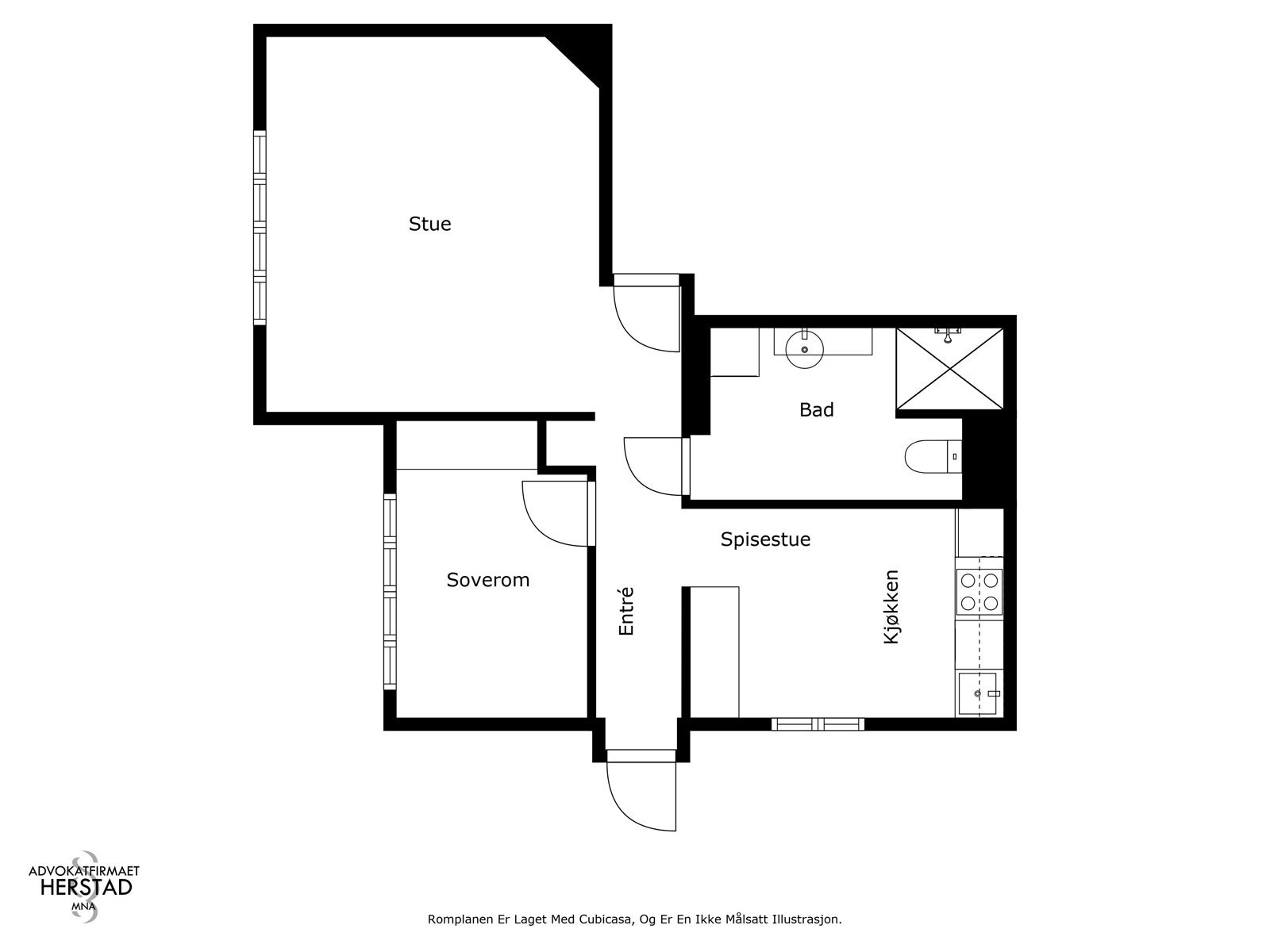 Planskisse hybel 2 underetasje - ikke målsatt illustrasjon Galleribilde