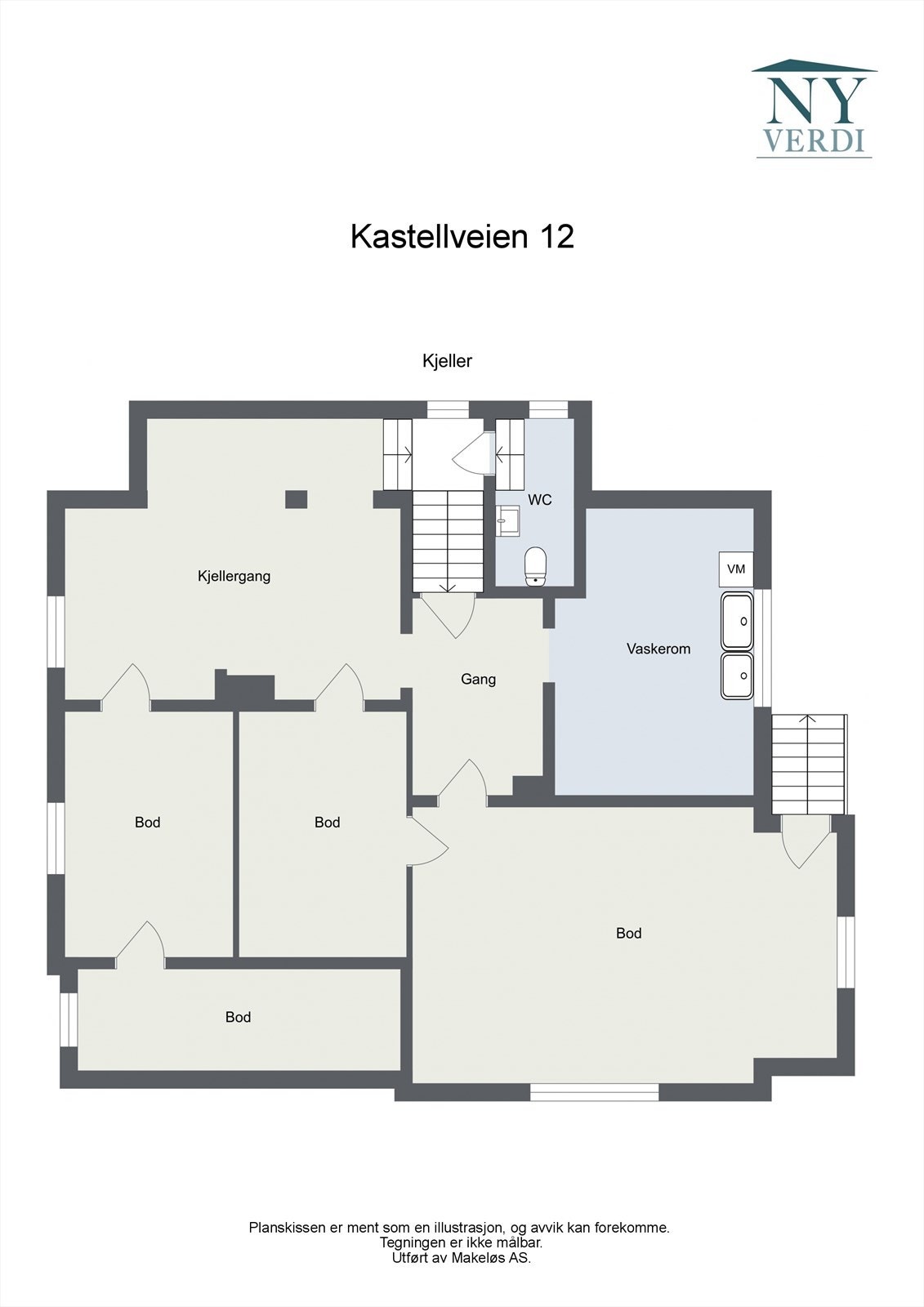 Plantegning kjeller. Galleribilde