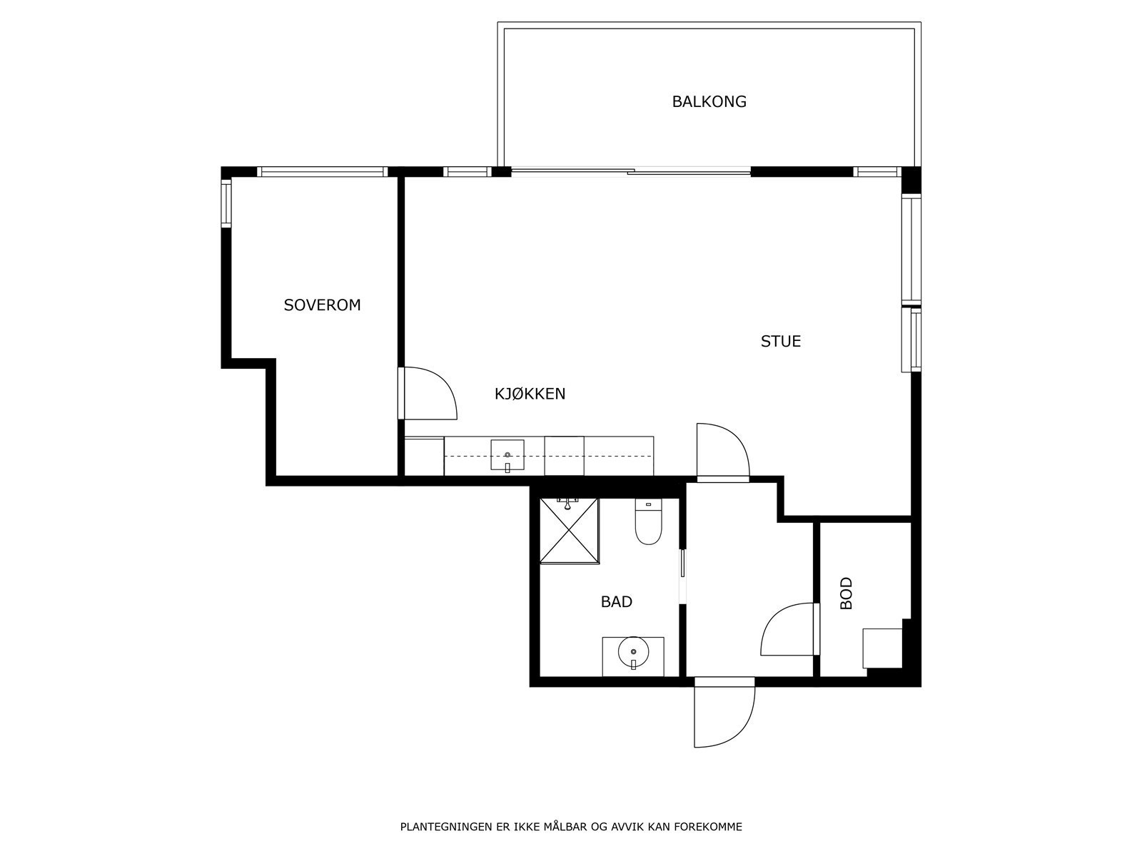 Vi starter med leilighetens planløsning. Galleribilde