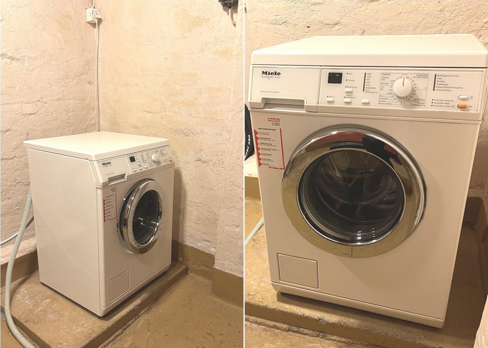 Vaskemaskin følger med. Det er opplegg for privat vaskemaskin enkelt tilgjengelig 1.5 etasje ned fra leiligheten. Stikkontakten er privat og tilhører denne leiligheten. Det er også fellesvaskeri tilgjengelig i en annen oppgang. Galleribilde