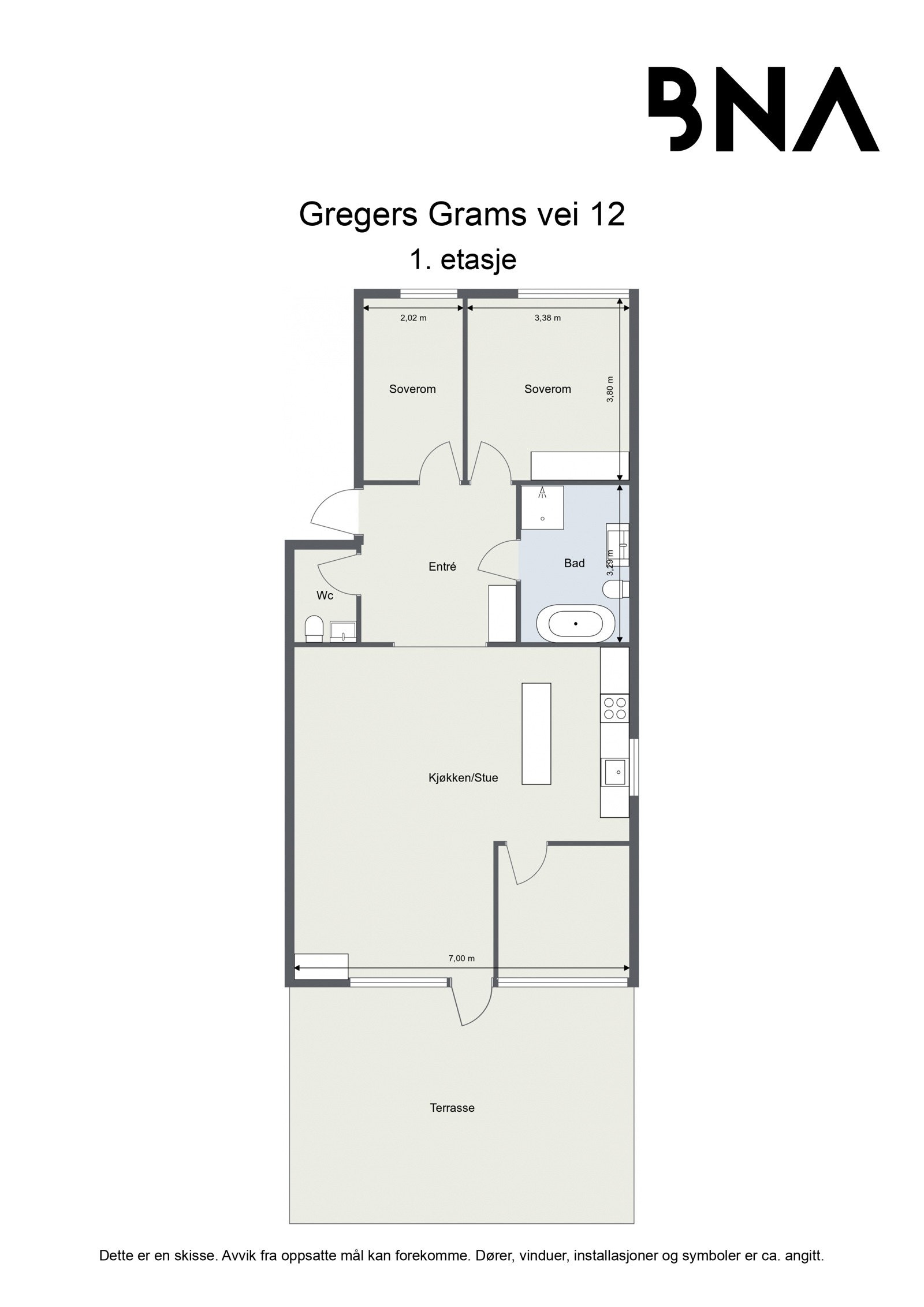 Alternativ plantegning med 3 soverom Galleribilde