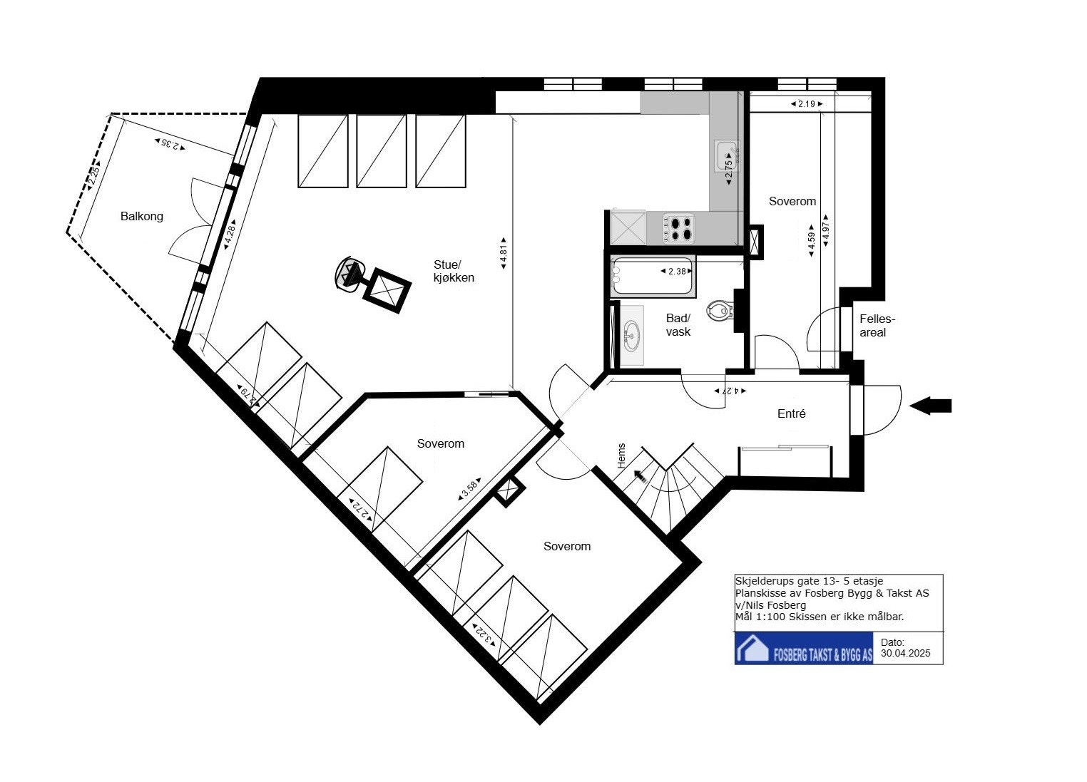 Innholdsrik og effektiv planløsning. Galleribilde