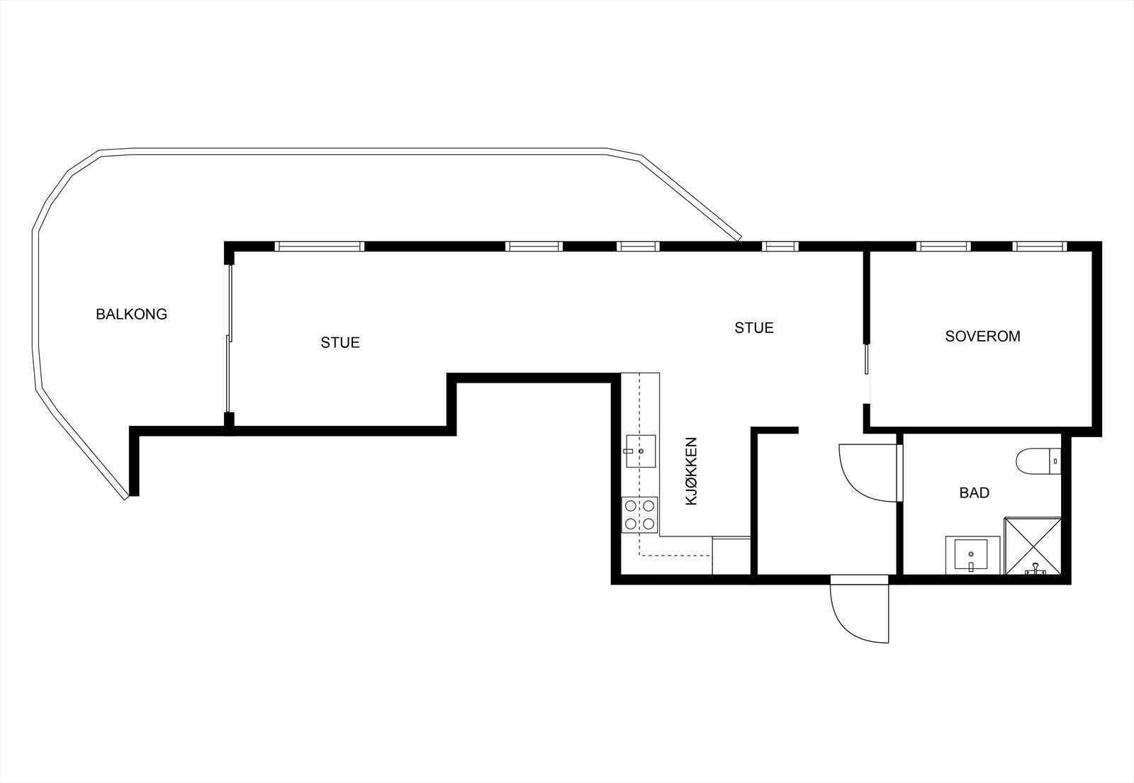 Vi starter med leilighetens planløsning Galleribilde