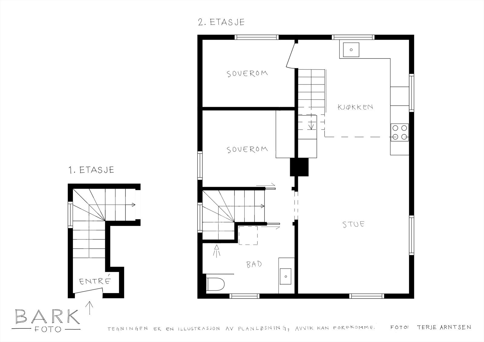 Plantegning 1. og 2. etasje Galleribilde
