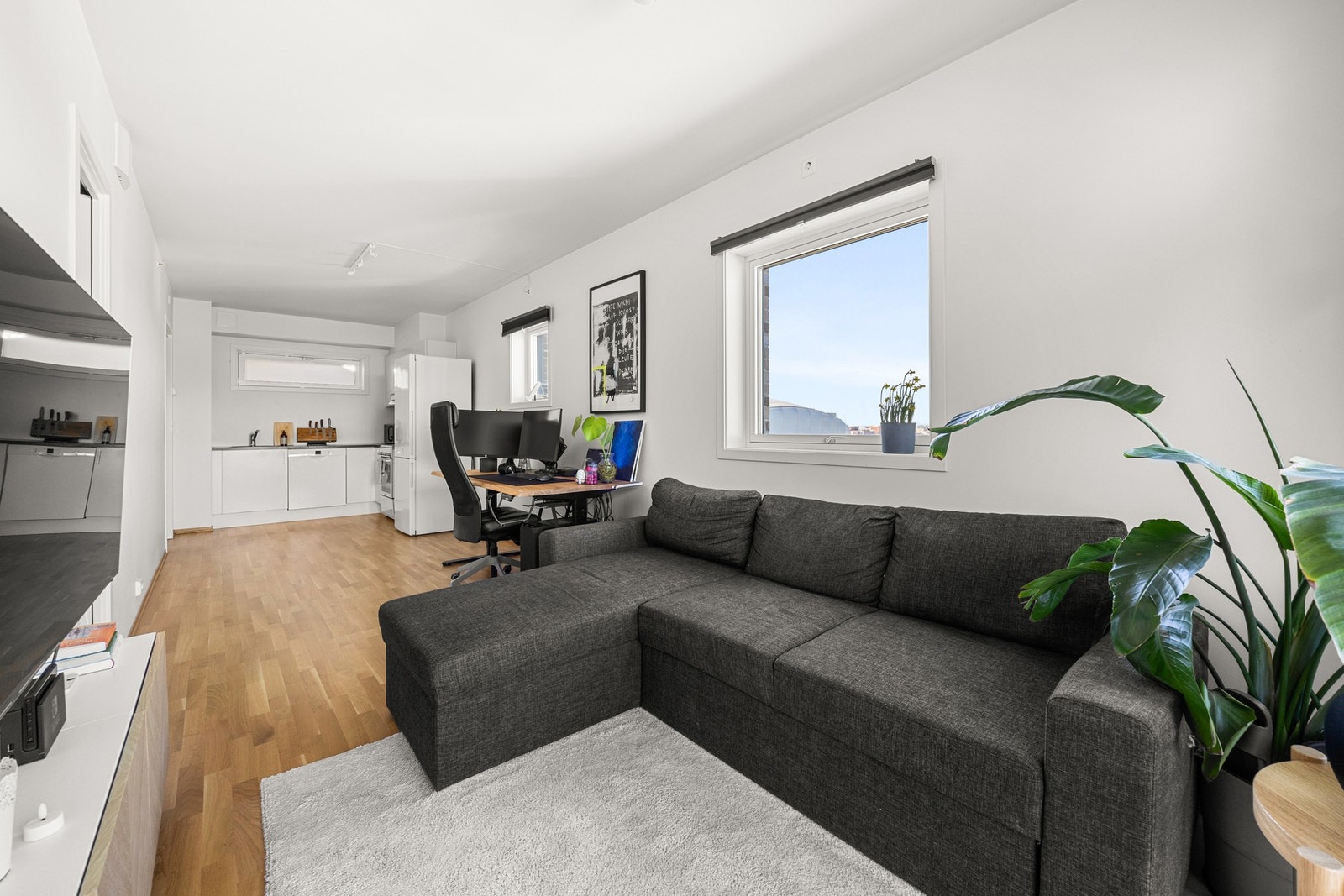 Ved stuedelen er det også plass til hjemmekontor eller en spisestuedel. Galleribilde