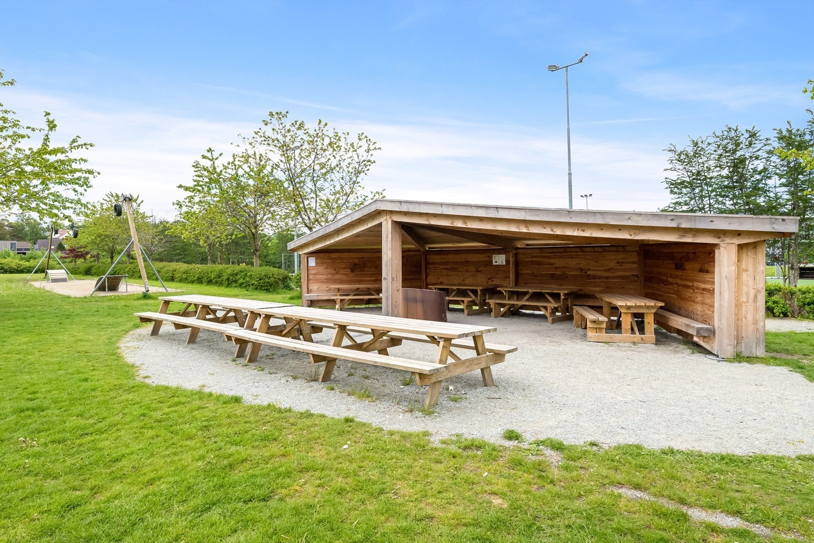 Det er flere lekeplasser i området. Galleribilde