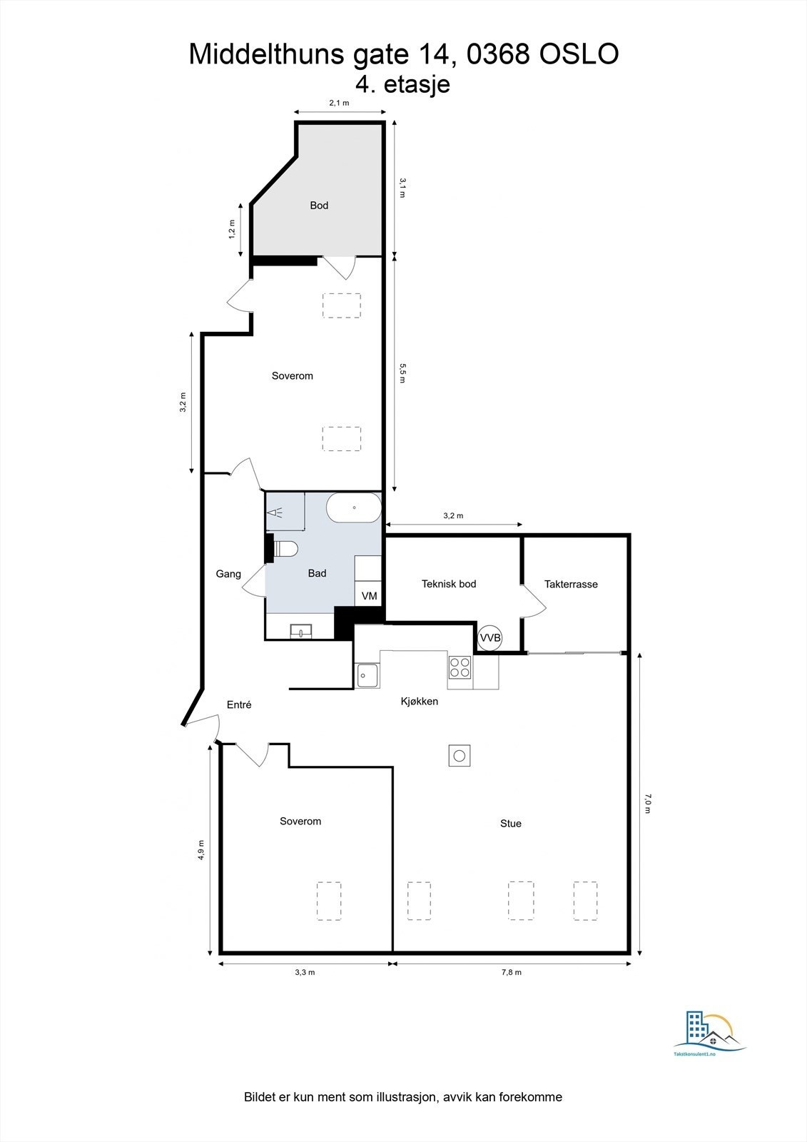 God planløsning med gulvareal på 103 kvm. Galleribilde