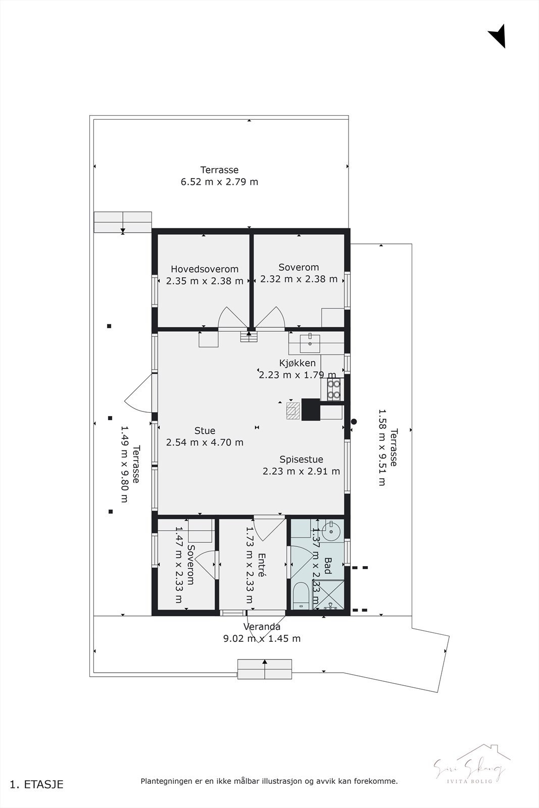 Plantegning i 2D av 1.etg. Galleribilde