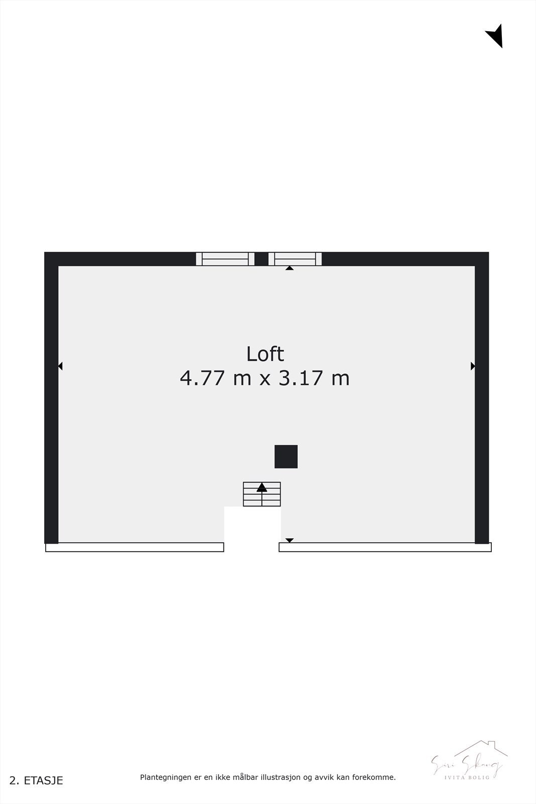 Plantegning i 2D av loft. Galleribilde