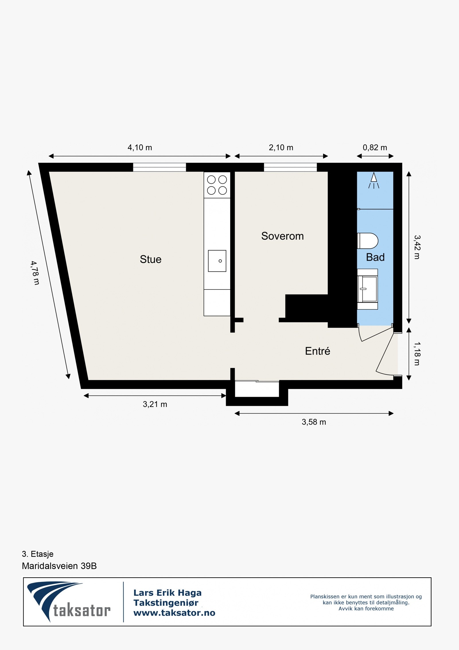 Plantegning - 3. etasje. Øvrig: Leiligheten disponerer kjellerbod. Galleribilde