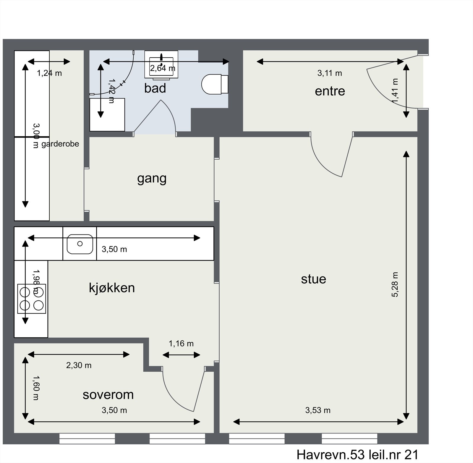 Plantegning - Leiligheten ligger i 1. etasje Galleribilde