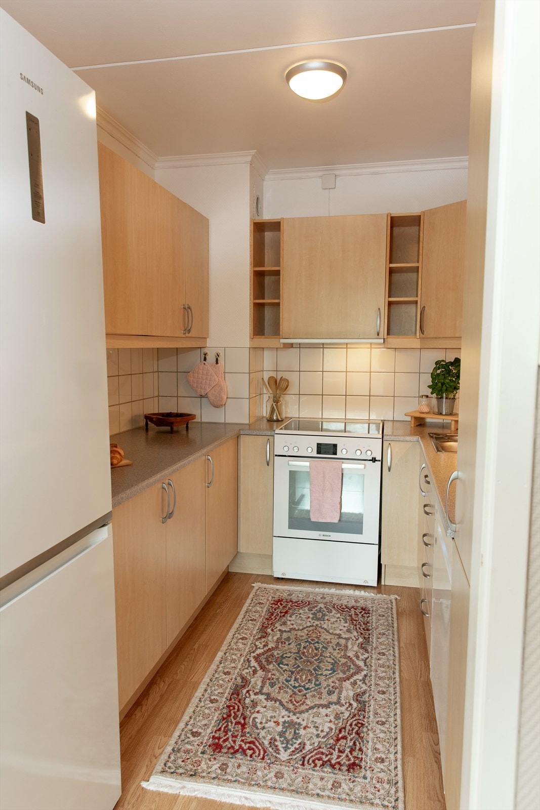 Det er montert aquastop på kjøkkenet. Galleribilde