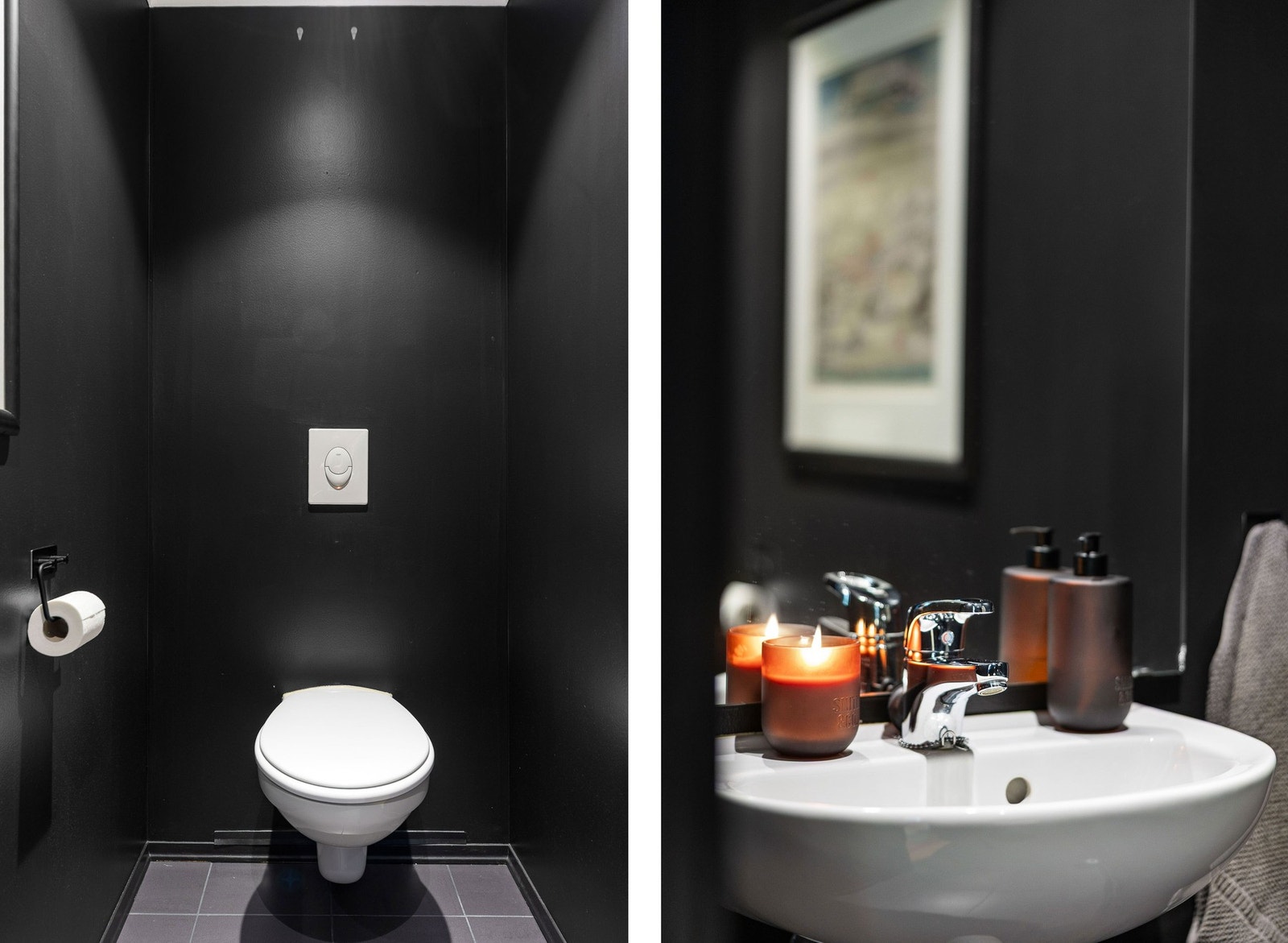 Separat toalettrom i delikate farger. Galleribilde