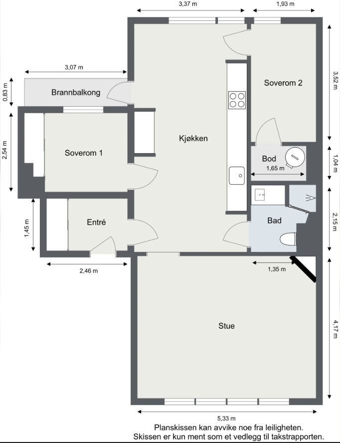 ALTERNATIV løsning (dette er gjort i naboleilighet. Anbefales alltid å sjekke med styret og håndverker om det er gjennomførbart. Kontakt megler for info) Galleribilde
