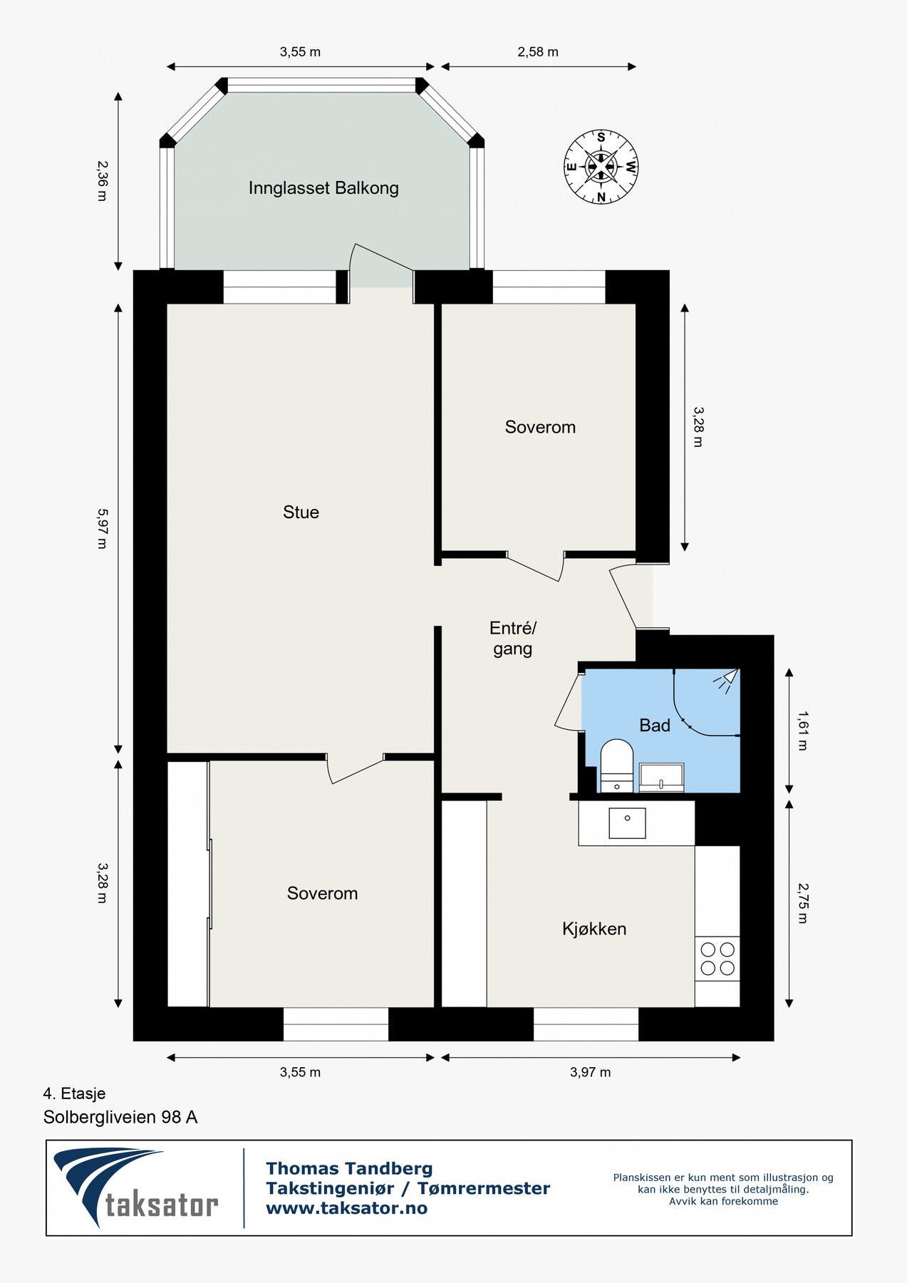 Plantegning - Leiligheten ligger i 4. etasje Galleribilde
