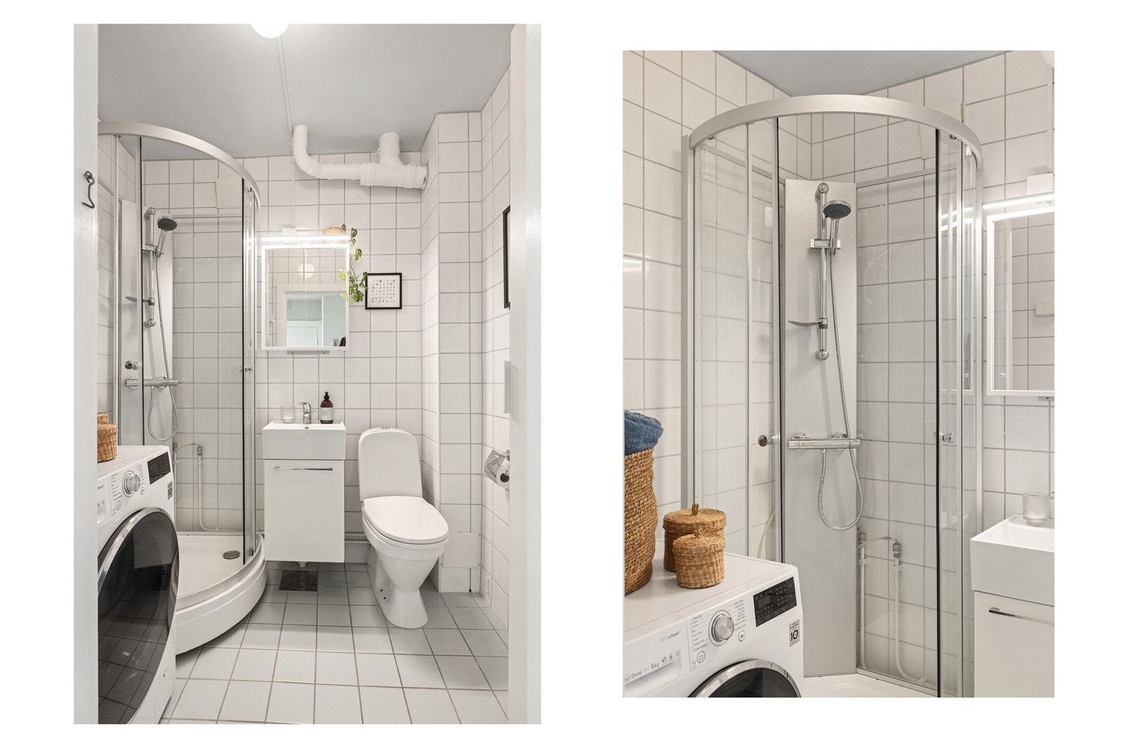 Badet har nymalt himling (april). Det er elektrisk varme i gulv. Galleribilde