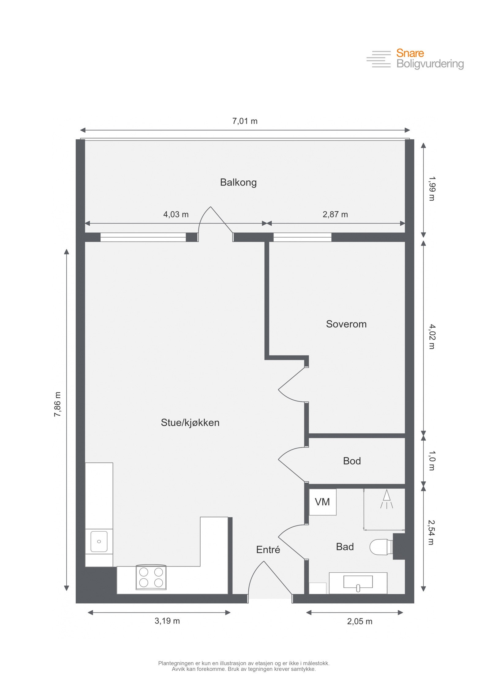 Plantegning med mål. Galleribilde