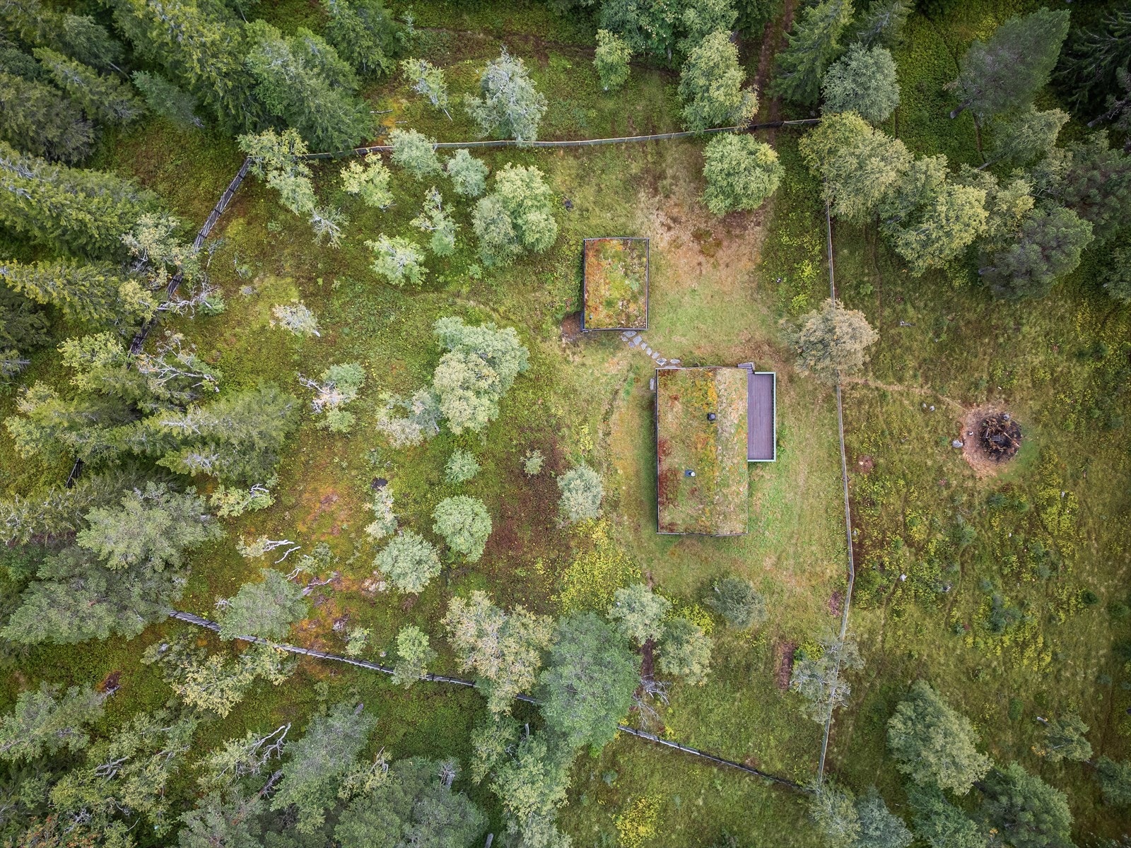 Dronefoto av tomten - naturtomt på hele 2,4 mål. Galleribilde
