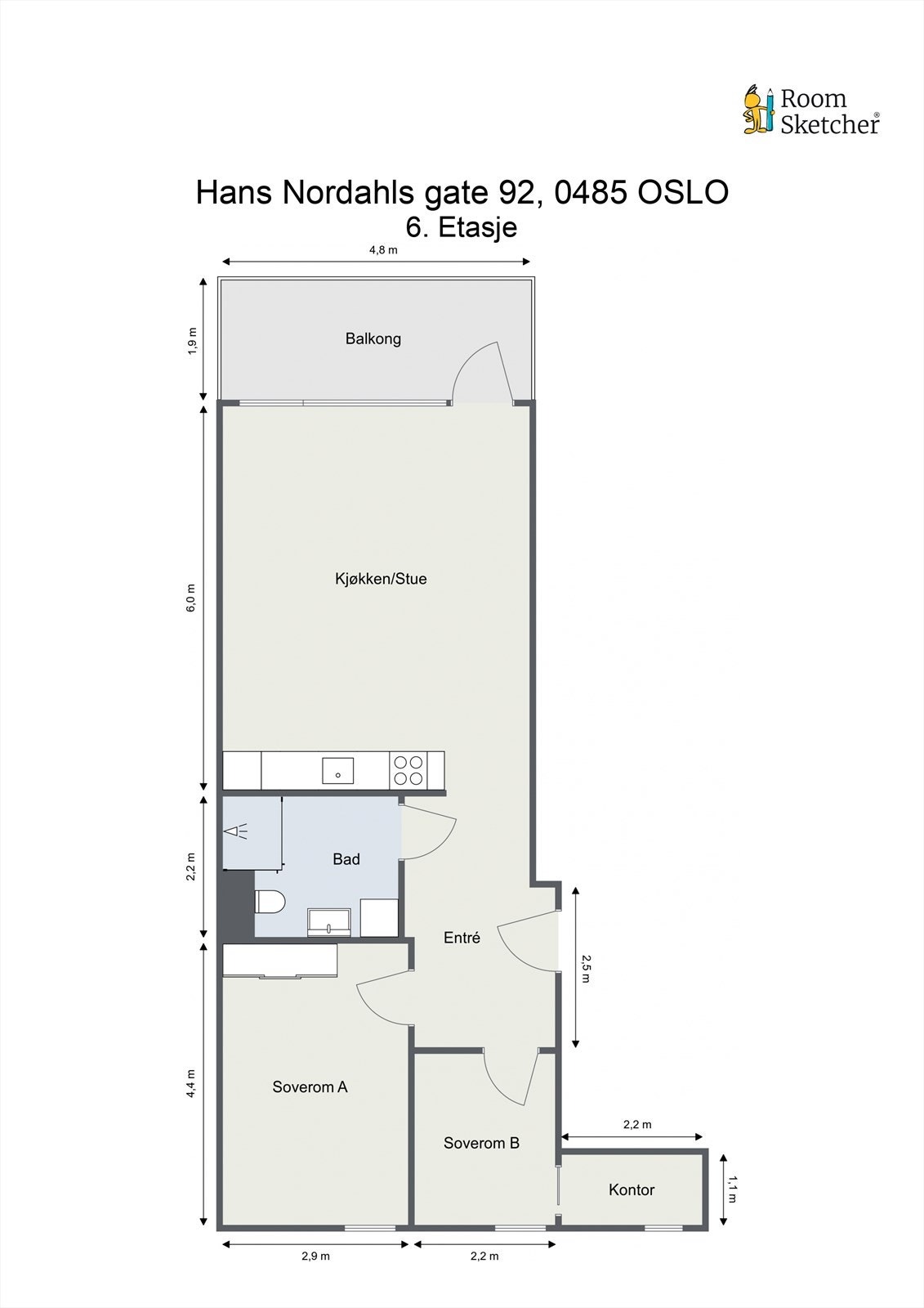 Planskisse - Leiligheten disponerer en kjellerbod. Galleribilde