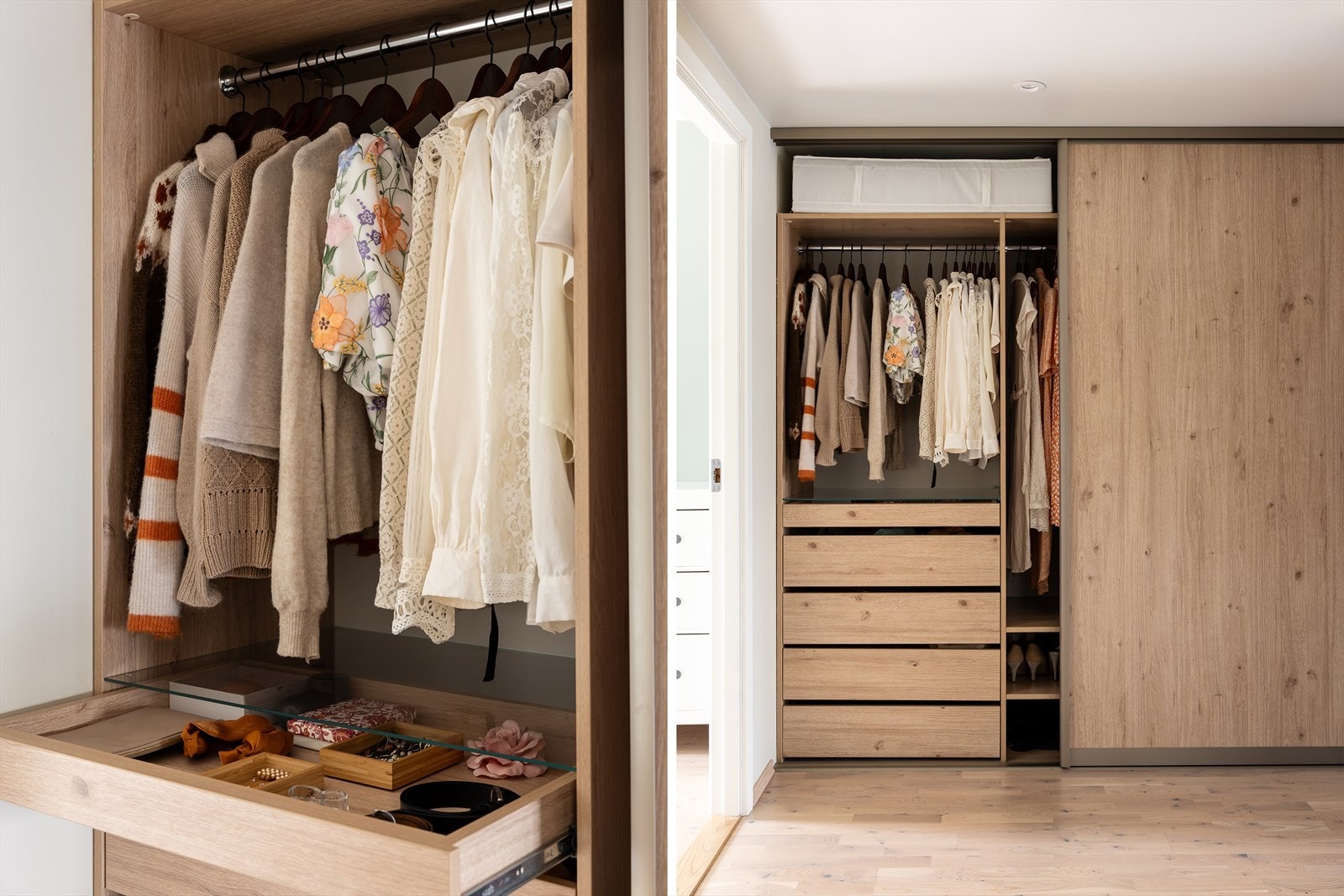 I gangen mellom hovedsoverommet og barnerommet er det montert en gigantisk skyvedørsgarderobe med god plass til alt av klær og diverse. Det er montert en veldig bra system som gjør det lett å holde orden. Galleribilde