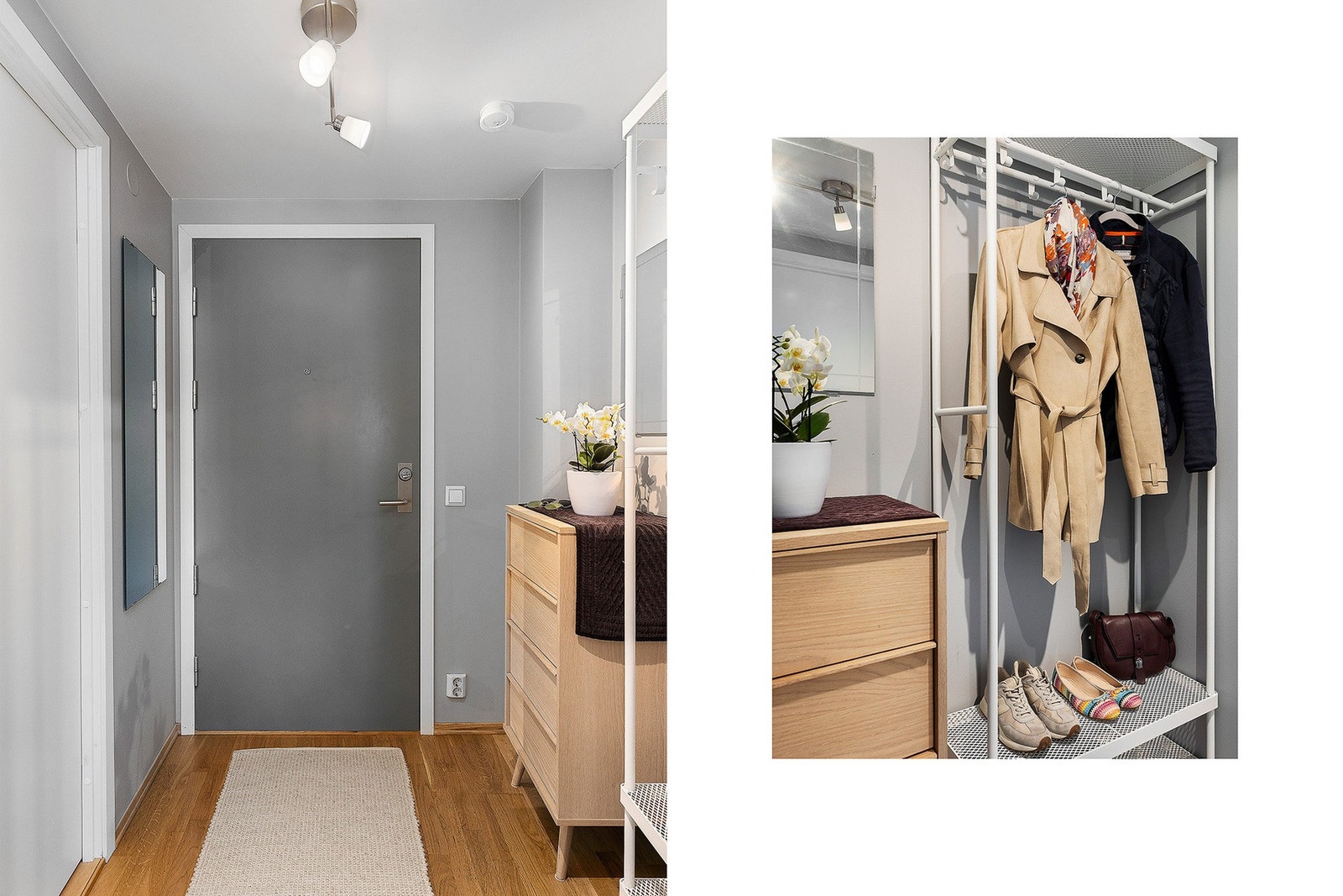 Lys og innbydende entré med god plass til å henge fra seg yttertøy. Galleribilde