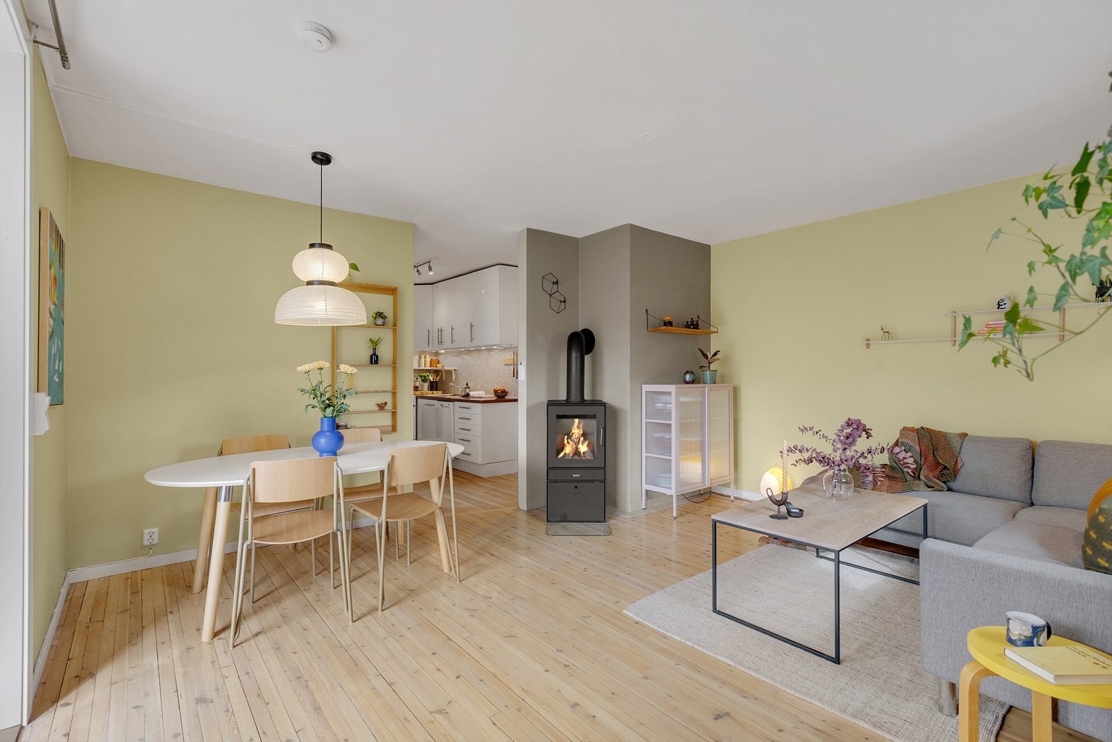 Stuen rommer enkelt en hyggelig sofakrok, TV-løsning og spiseplass for flere. Galleribilde